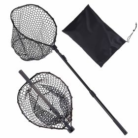 Fishing Net, Foldable Landing Nets with Telescopic Handle, Portable Lightweight and Stronger 6063 Aluminum Fish Gear, Soft Silicone Fish-Friendly Mes
