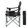 Camping Folding Chair for Adults, Portable Heavy Duty Outdoor Quad Lumbar Back Padded Arm Chairs with Side Pockets, Cup Holder and Cooler Bag for Bea