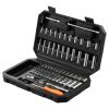 Socket Set, 1/4 Inch Drive Socket and Ratchet Set, 6-Point Socket Opening, 54 Pieces Tool Set SAE and Metric, Deep and Standard Sockets, 5/32-9/16 in