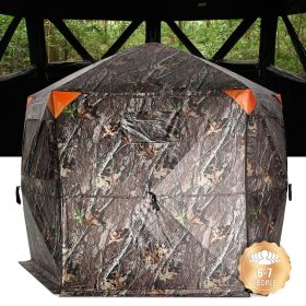 Hunting Blind, 288Â° See Through Ground Blind, 6-7 Person Pop Up Deer Blind for Hunting with Carrying Bag, Portable Resilient Hunting Tent, 4 Horizont