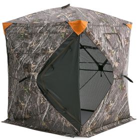 Hunting Blind, 270Â° See Through Ground Blind, 1-2 Person Pop Up Deer Blind for Hunting with Carrying Bag, Portable Resilient Hunting Tent, One-Way Se