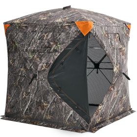 Hunting Blind, 270Â° See Through Ground Blind, 2-3 Person Pop Up Deer Blind for Hunting with Carrying Bag, Portable Resilient Hunting Tent, One-Way Se
