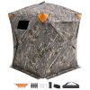 Hunting Blind, 270Â° Ground Blind, 1-2 Person Pop Up Deer Blind for Hunting with Carrying Bag, Portable Resilient Hunting Tent, 3 Horizontal Windows f