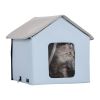 Heated Cat House, Outdoor Kitty Shelter with Timer, 600D Oxford Cloth Foldable Cat Shelter with Heated Pad for Winter to Stay Warm and Cozy, Blue (Sm