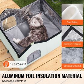 Heated Cat House, Outdoor Kitty Shelter with Adjustable Temperature and Timer, 600D Oxford Cloth Foldable Cat Shelter with Heated Pad for Winter to S