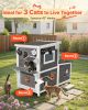 Outdoor Cat House, 2-Story Wooden Cat Shelter for 3 Outside Cats in Winter, Elevated Feral Kitty Shelter with Stairs, Clear Window & Flap Doors, Wate