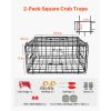 Crab Trap, 2 Packs, 24.4x24.4x11.8 inch Heavy Duty Large Crab Pot Trap for Dungeness, Black PVC Coated Wire Mesh for Stealth, with Gauge, Red/White F
